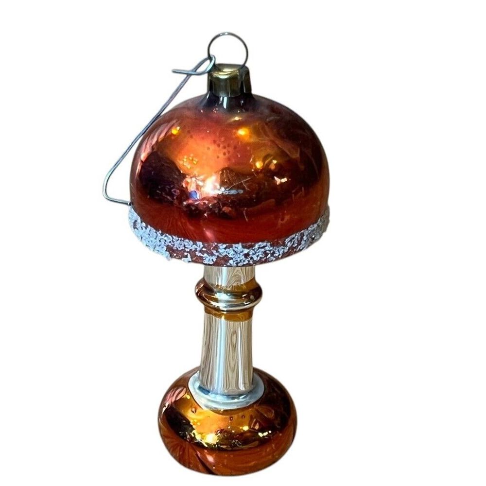 Vintage Christmas Mercury Glass Lamp Mica Glitter 3.25” Tall Orange